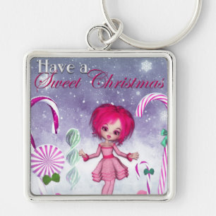 Ein süßes Weihnachten :: Pink Cookie Poser Girl Schlüsselanhänger
