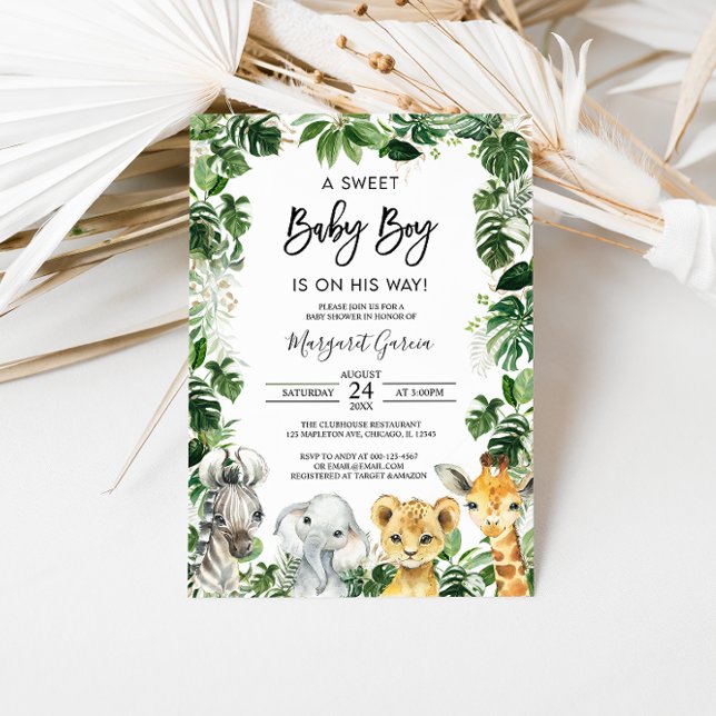 Ein Sweet Baby Boy Jungle Safari Animals Baby Dusc Einladung (Von Creator hochgeladen)