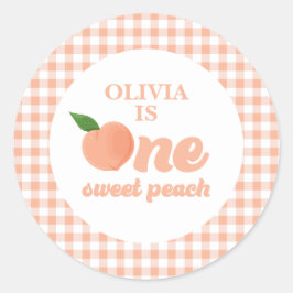 Ein Sweet Peach Birthday Paper Teller Runder Aufkleber