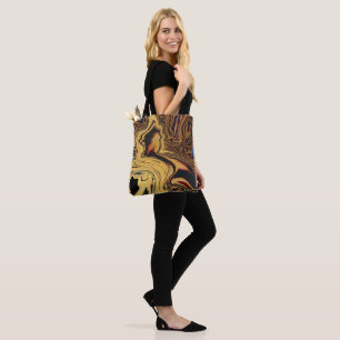 Ein Swirl aus schwarz, Gold, Royal Blue und Rot Tasche