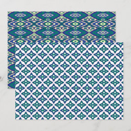 Ein symmetrischer blau-weißer Teppich mit komplizi Dankeskarte