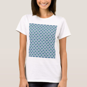 Ein symmetrischer blau-weißer Teppich mit komplizi T-Shirt