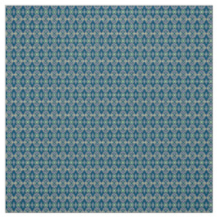 Ein symmetrisches Muster blauer Motive auf einem T Stoff