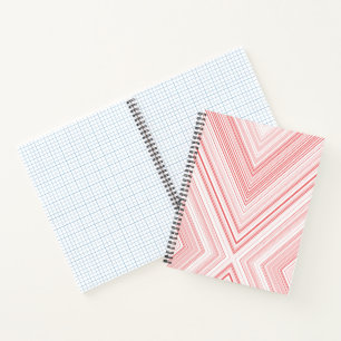Ein symmetrisches Muster mit roten und rosa Motive Notizbuch