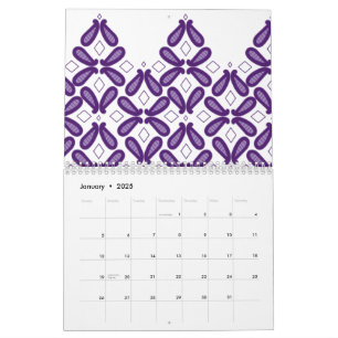 Ein symmetrisches Muster mit weißem und lila m Kalender