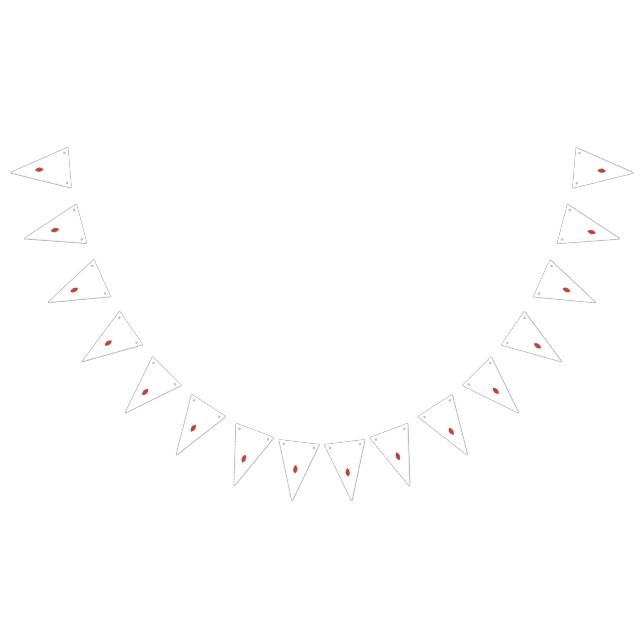 Ein symmetrisches rotes Grafikdesign mit geometris Wimpelkette (Alle)