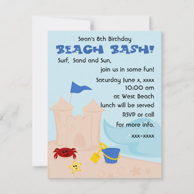 Ein Tag am Strand Einladung (Vorderseite)