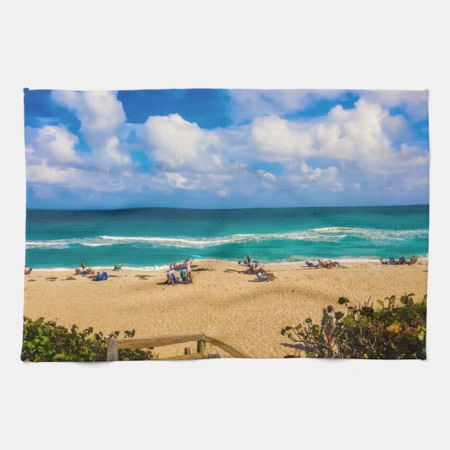 Ein Tag am Strand Geschirrtuch (Horizontal)