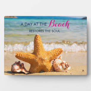 Ein Tag am Strand mit Starfish Zitat Fotoplatte