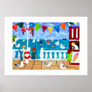 Ein Tag auf dem Seebad-Poster Poster