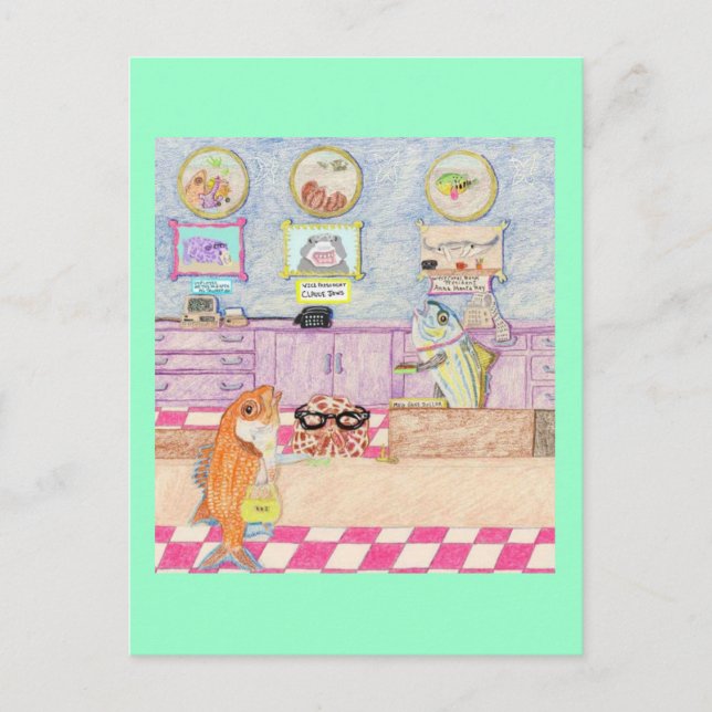 Ein Tag bei der Bank Postkarte (Vorderseite)