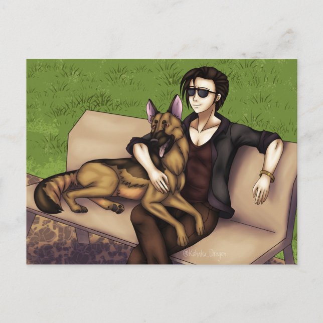 Ein Tag bei der Hundescharte Postkarte (Vorderseite)