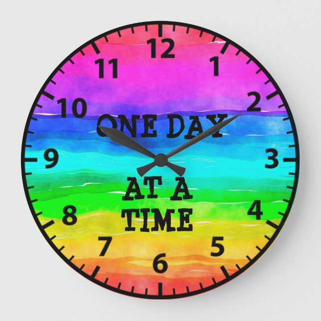 Ein Tag bei der Zeit Sobriety Erholung Rainbow Clo Große Wanduhr (Vorderseite)