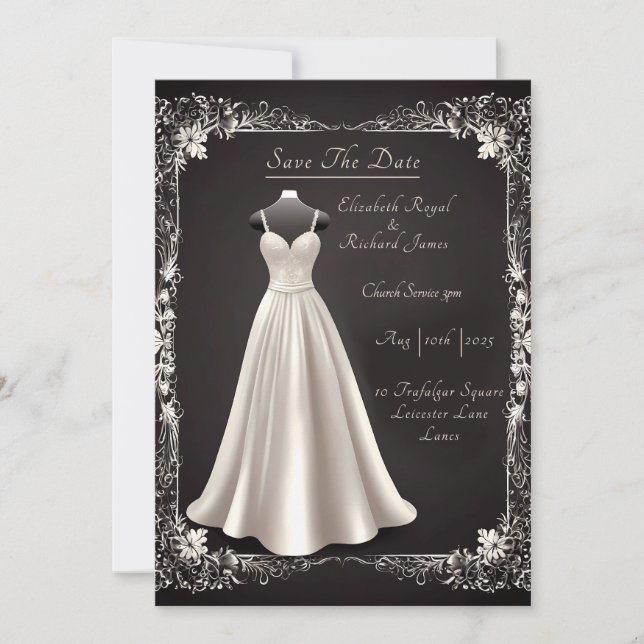 Ein Tag zum Gedenken an das Hochzeitskleid Einladung (Vorderseite)