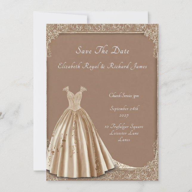 Ein Tag zum Gedenken an das Hochzeitskleid Einladung (Vorderseite)