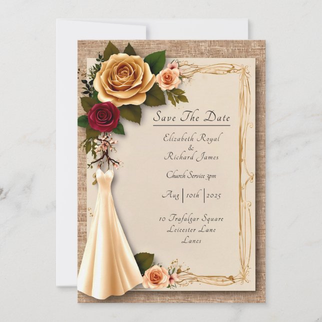Ein Tag zum Gedenken an das Hochzeitskleid Einladung (Vorderseite)