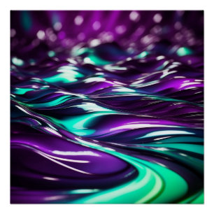 Ein Tanz kosmischer Purpur und Grüntöne Poster