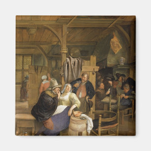 Ein Taverne-Innenraum mit Kartenspielern Magnet