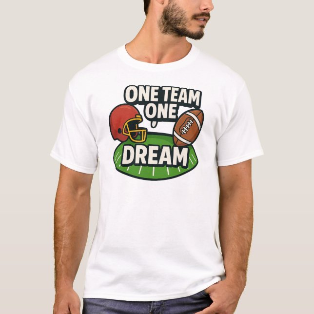 Ein Team One Dream Football Cartoon T-Shirt (Vorderseite)