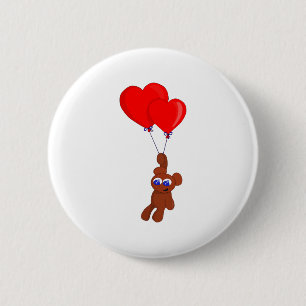 Ein Teddybär, der Herzgestrüpp in Form von Balloon Button