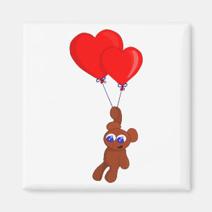 Ein Teddybär, der Herzgestrüpp in Form von Balloon Magnet