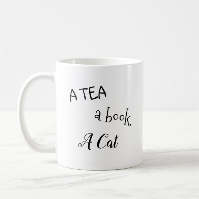 "Ein Tee, ein Buch, eine Katze" Tasse (Links)