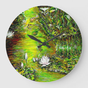 Ein Teich mit unreinen Gedanken Große Wanduhr