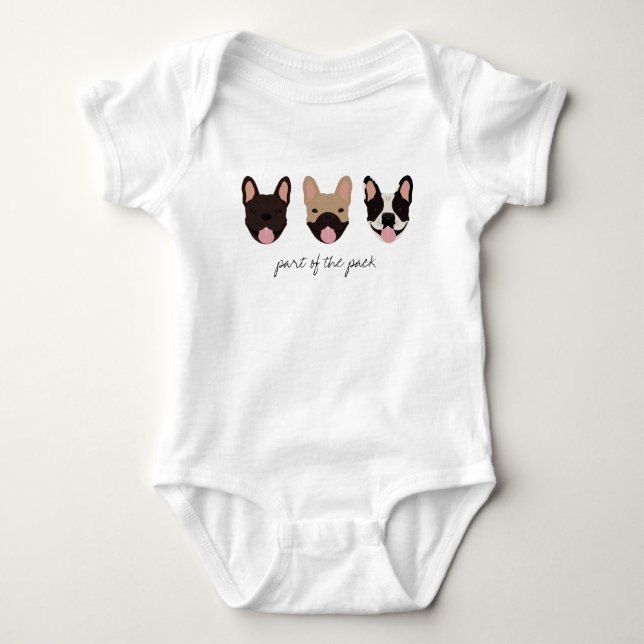 Ein Teil der Packung französische Bullhunde lächel Baby Strampler (Vorderseite)