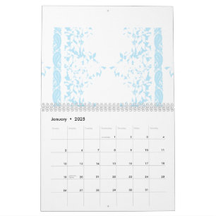 Ein Teppich mit blauen und weißen kreativen Künste Kalender