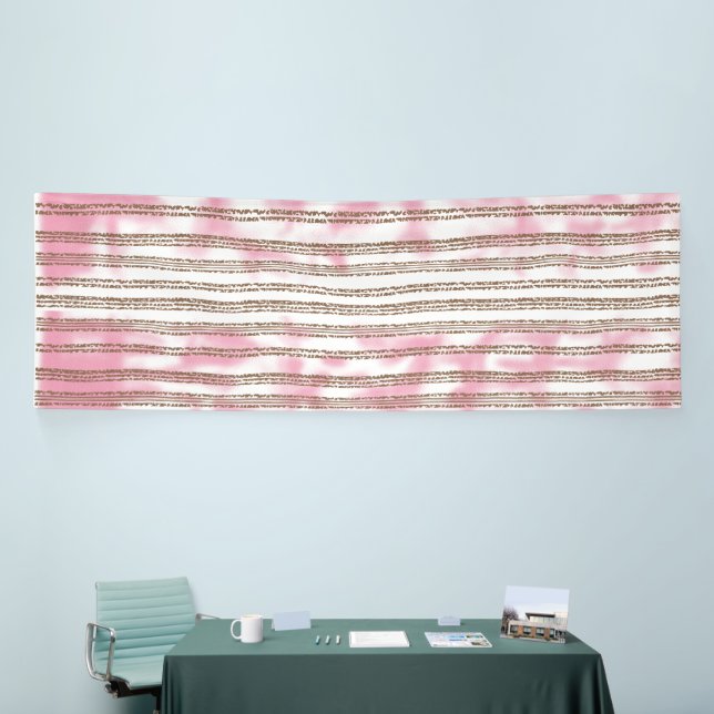 Ein Textil mit einem Muster in Rosa und Weiß Banner (Messeveranstaltung)