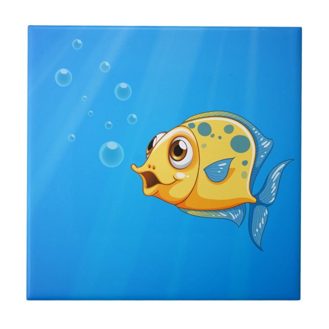 Ein tiefer Ozean mit einem gelben Fisch Fliese (Vorderseite)
