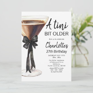 Ein tini bisschen älter Black Ribbon Martini Gebur Einladung