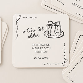Ein Tini Bit Ältere Bow Cake Birthday Party Gefall Rechteckiger Pappuntersetzer