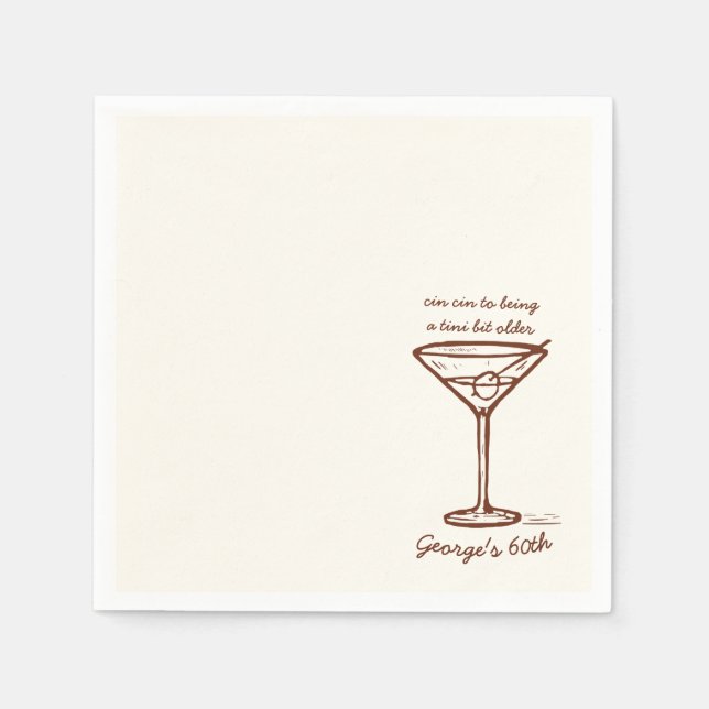 Ein Tini Bit Ältere Martini Glas Geburtstag Serviette (Vorderseite)