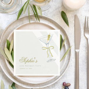 Ein Tini Bit Ältere Olive Martini Cocktail Geburts Serviette