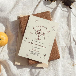 Ein Tini Bit Ältere Quirky Maroon Hand gezeichnet  Einladung