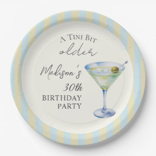 Ein Tini-Bit älterer Martini-Cocktail-Birthday-Par Pappteller