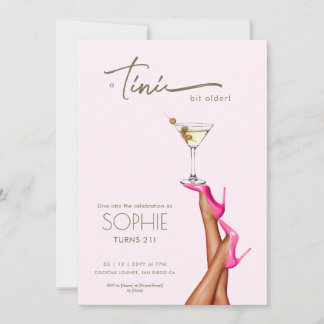 Ein Tini Bit Older Martini Rosa Geburtstag einlade Einladung