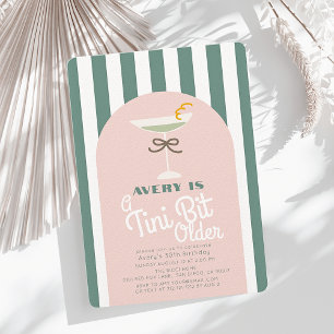 Ein Tini Bit Older Retro Rosa Martini Geburtstag Einladung