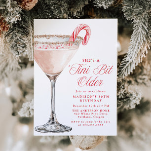 „Ein Tini-Bitchen älter“ Candy Cane Martini Geburt Einladung