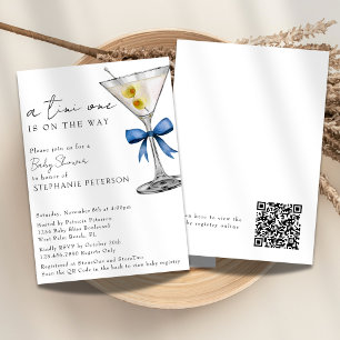 Ein Tini Einfacher QR-Code Blaues Martini Baby Sho Einladung