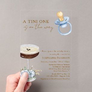 Ein Tini One Blue Paci Espresso Martini Baby Showe Acryleinladungen