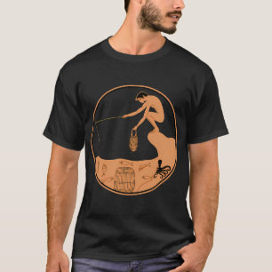 Ein Tintenfisch versteckt sich vor einem Fischer - T-Shirt