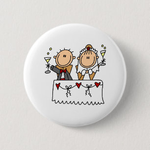 Ein Toast zum Braut-und Bräutigam-Knopf Button