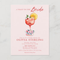 Ein Toast zur Braut rosa Brautdusche Einladung