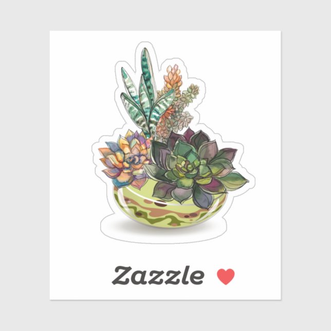 Ein Töpfchen Sukkulente Aufkleber (Blatt)