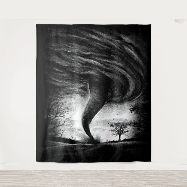 ein Tornado auf einer Straße in realistischem Stil Wandteppich (Vorderseite)