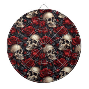 Ein Totenkopf- und Rosen-Serien-Design 10 Dartscheibe
