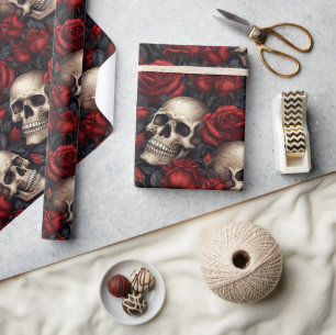 Ein Totenkopf- und Rosen-Serien-Design 10 Geschenkpapier