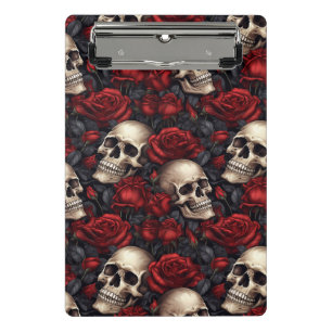 Ein Totenkopf- und Rosen-Serien-Design 10 Mini Klemmbrett